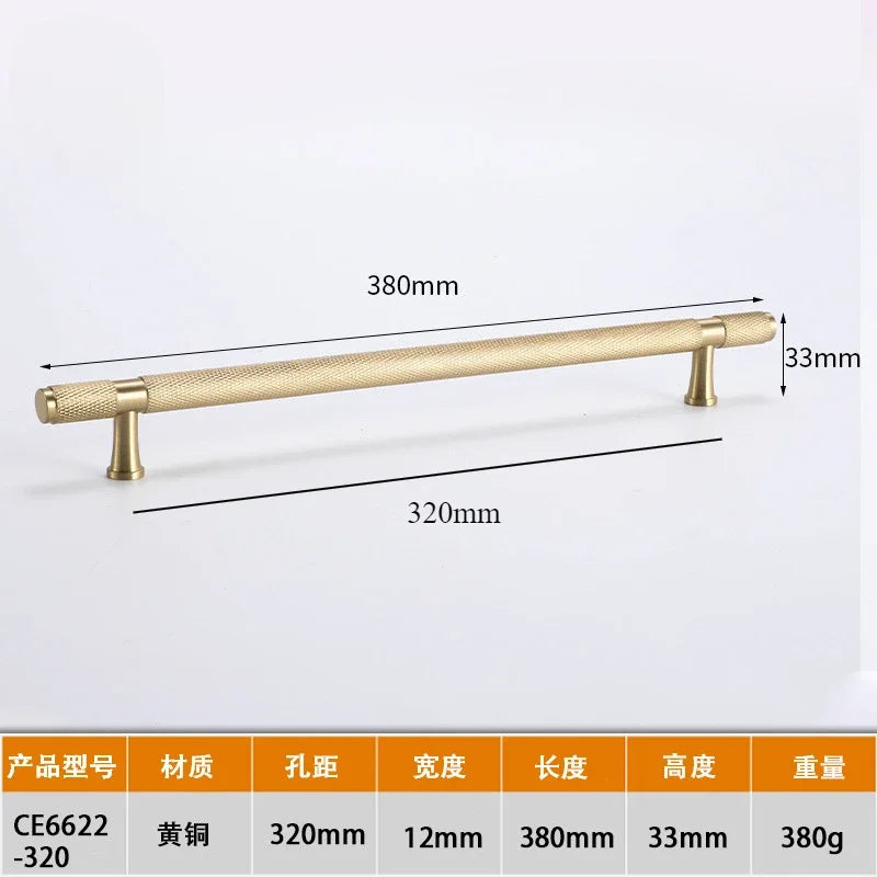 Modern Knurl Solid Brass Cabinet Knobs and Handles Golden Luxury Handles for Furniture Drawer Wardrobes Shoe Cabinets Pulls