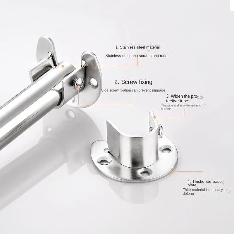 304 Stainless Steel Flange Seat Wardrobe Hanger Rod Fixing Hardware Accessories Curtain Rod Tube Hook Fixed Support Bracket Seat