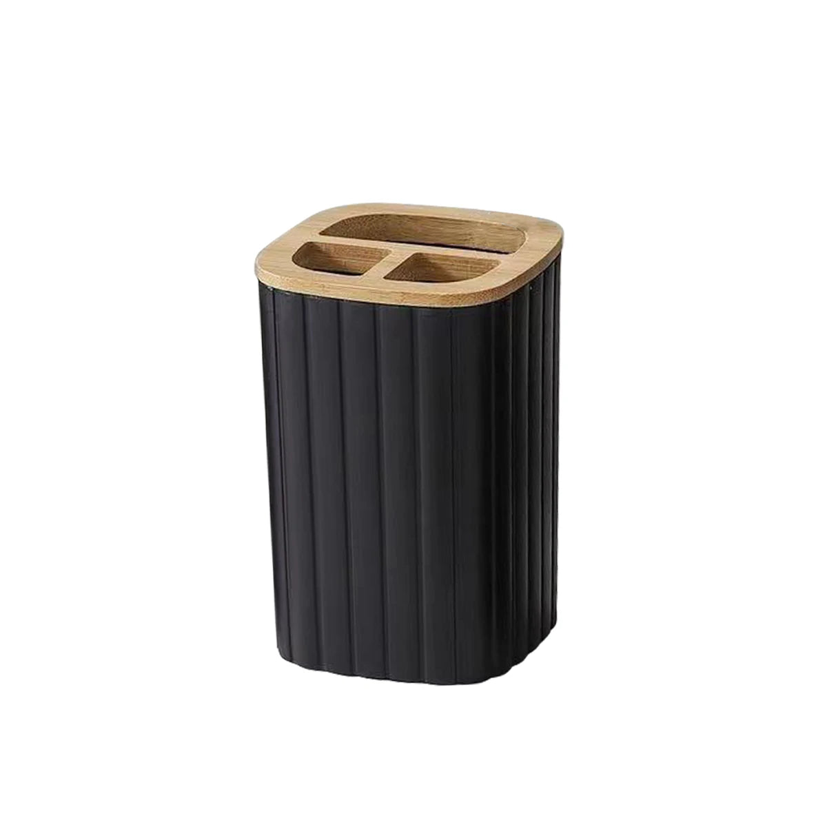 Bathroom Set Soap Dispenser Toothbrush Cup and Bamboo Tray Set Countertop Toiletries Storage Set for Farmhouse Bathroom Decor