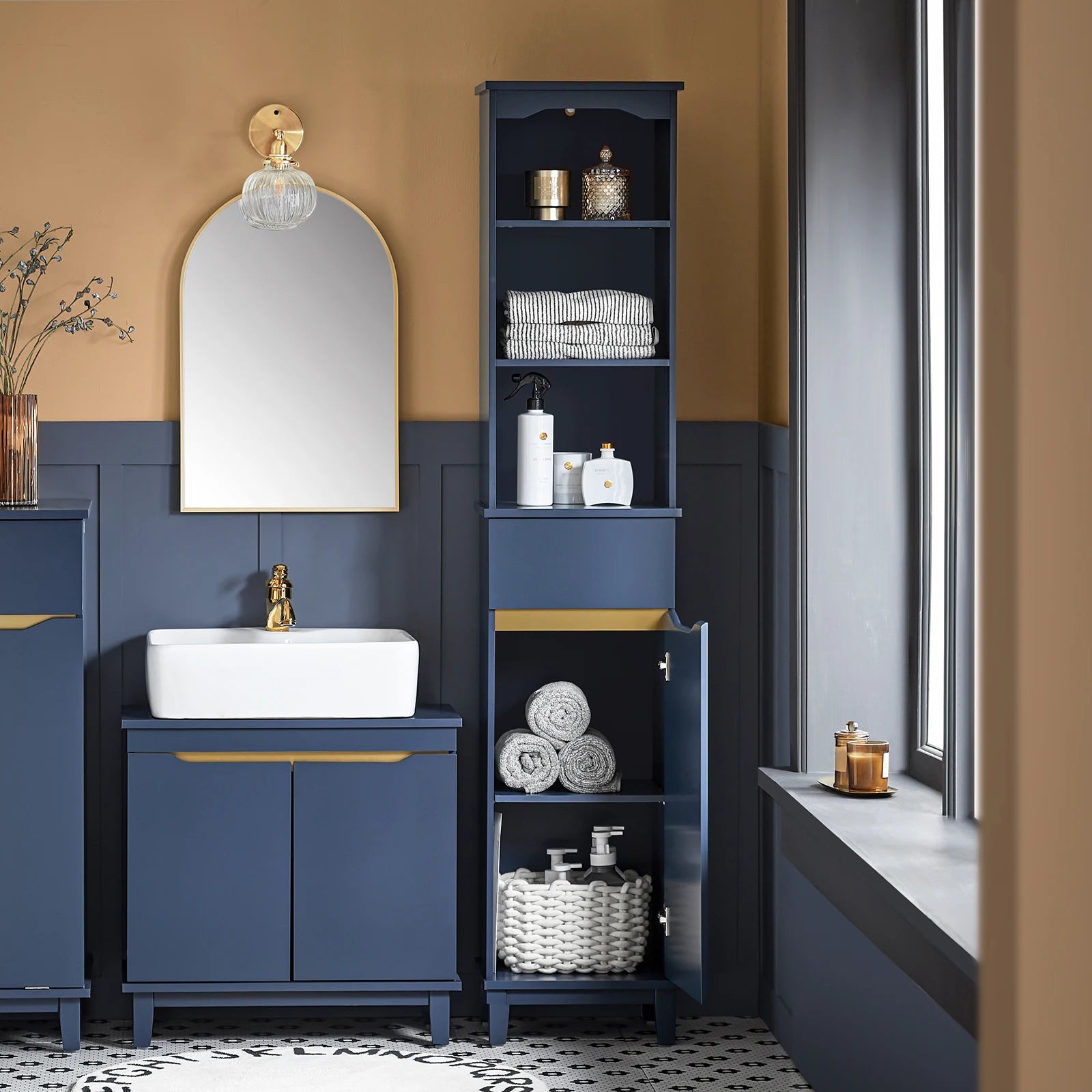 SoBuy BZR112 High wardrobe bathroom wardrobe bathroom wardrobe narrow bathroom shelf bathroom wardrobe bathroom furniture BHT approx. 35x170x30