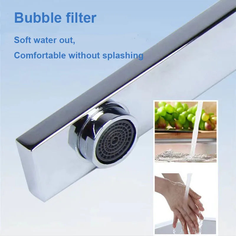 Black/Silver 360° Rotation Copper Alloy Kitchen Sink Hot Cold Taps Kitchen Faucet Deck Mounted Mixer Tap