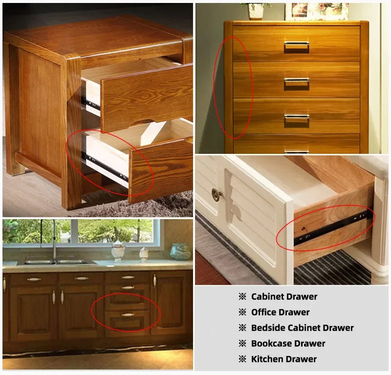 Drawer Rail 8~20Inch Cold Rolled Steel Drawer Slides Close Drawer Sliding Track Two-Section Cabinet Slides Furniture Hardware