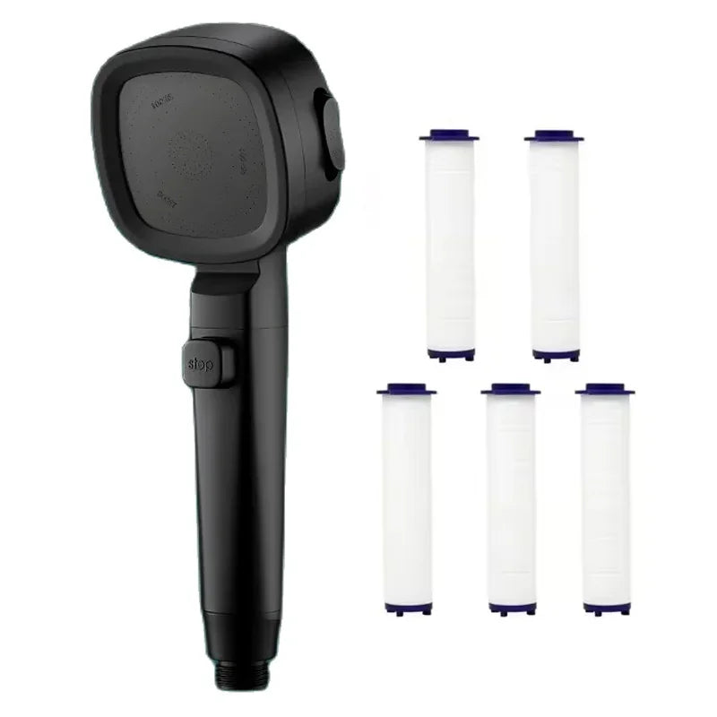 Bathroom Booster Shower Head with Filter, 3 Modes Adjustable Spray, Large Flow High Pressure Handheld Shower Head, Silver Shower