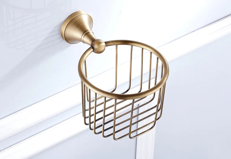 Bronze Bathroom Accessories Hardware Antique Hair Dryer Rack Coat Towel Shelf Rail Bar Shower Soap Dish Holder Toilet Brush