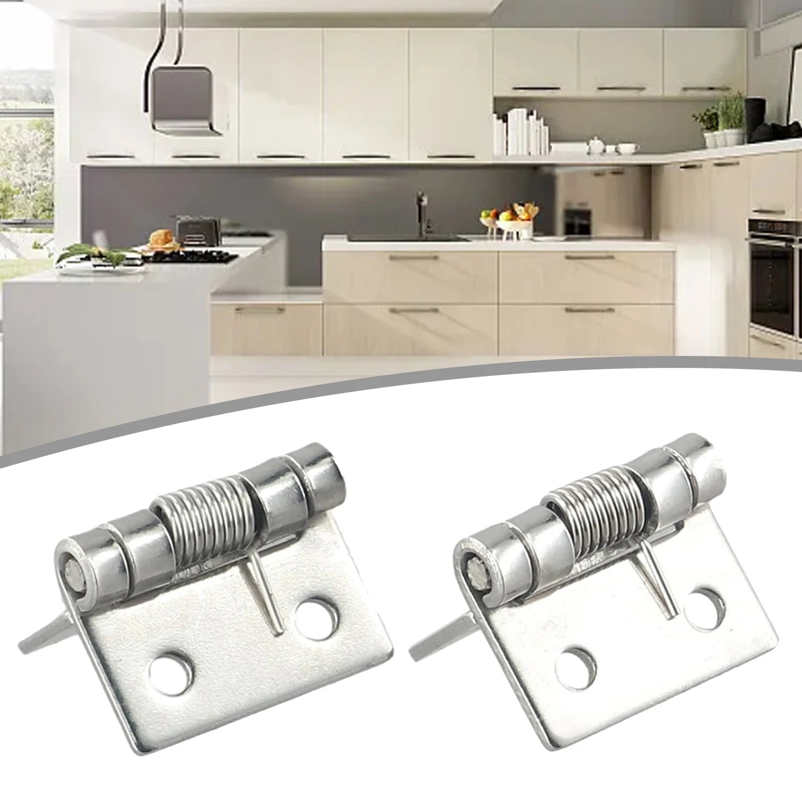 2pcs 1/1.5/2/3Inch Silver Spring Door Hinge Stainless Steel Self Closing Design Windows Cabinets Boxes Household Hardware