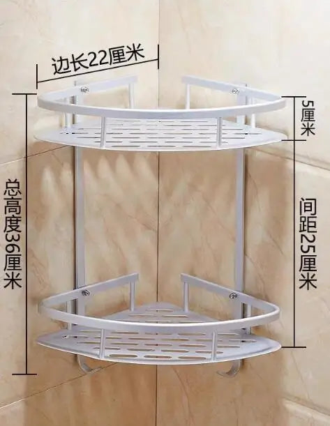 Bathroom Punch Free  Aluminum Triangular Rack Storage Organizer Corner Shelf For Shampoo Soap Cosmetic Basket Holder