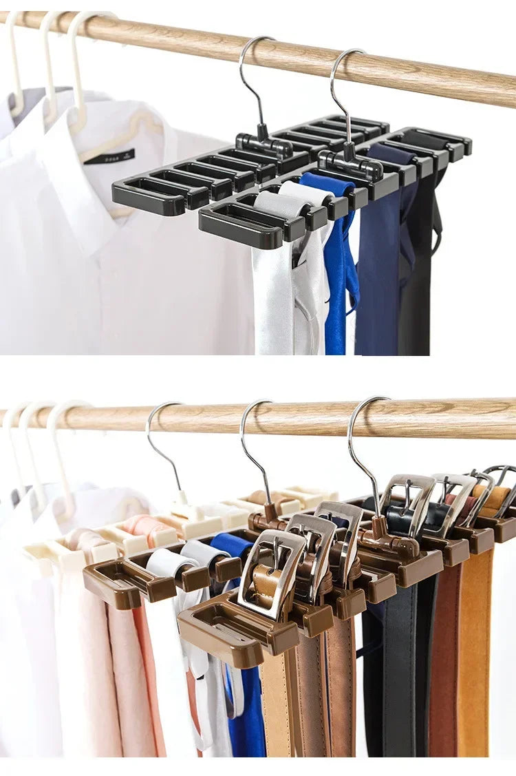 1-12Pcs Multifunctional Belt Organizer Hanging Tie Rack Belt Hanger Clothes Rack Organizer Tie Rack Home Closet Organizer