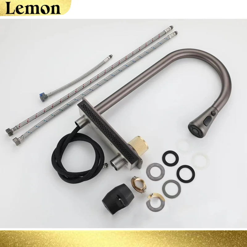 Waterfall Sink Pull Type Kitchen Faucet Hot Cold Mixer Vegetable Wash Tap Basin Multiple Water Outlets Rotation Flying Rain Tap