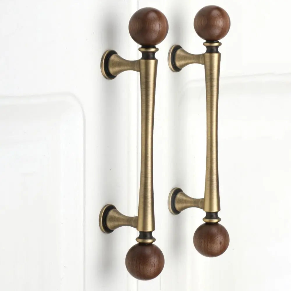 Brass Brass Cabinet Handles Walnut Wooden Walnut Knobs Luxury European Style Wardrobe Door Handles Door Handles
