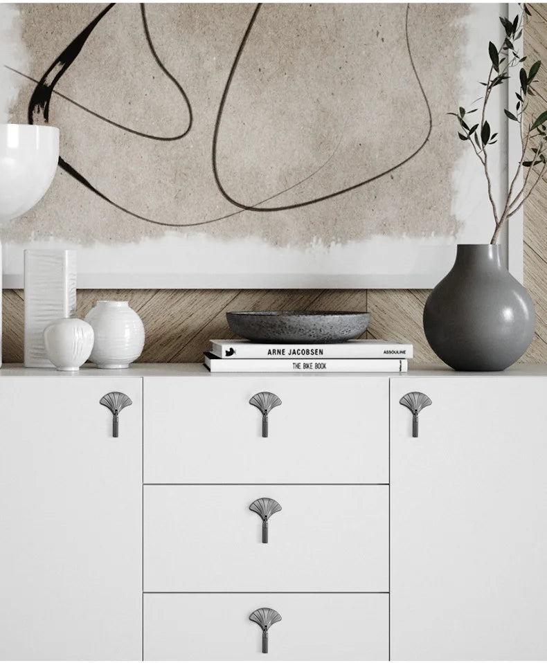 Modern High-end Cabinet Door Handle Cabinet, Kitchen Cabinet, Personalized Light Luxury Fan-shaped Wardrobe, Drawer Handle Knobs