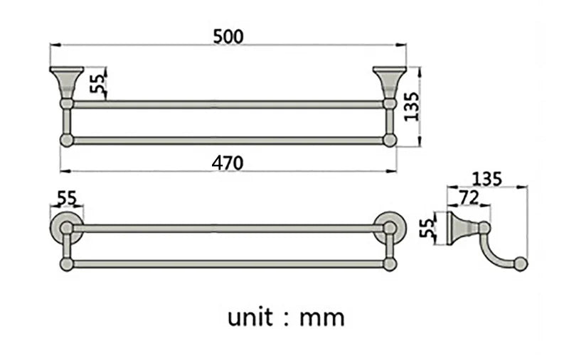 Bronze Bathroom Accessories Hardware Antique Hair Dryer Rack Coat Towel Shelf Rail Bar Shower Soap Dish Holder Toilet Brush