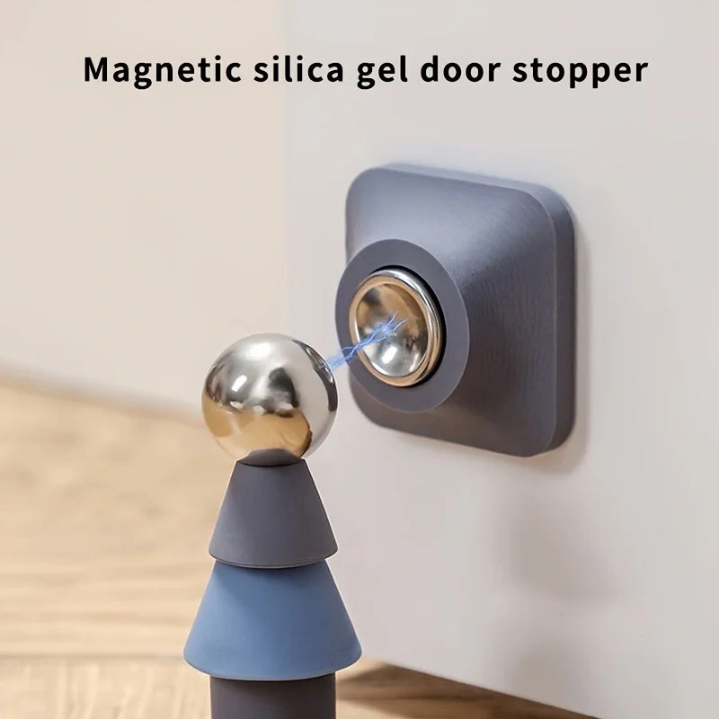 Door stopper without punching holes, anti-collision door fixed, household strong magnetic silent door, ground suction