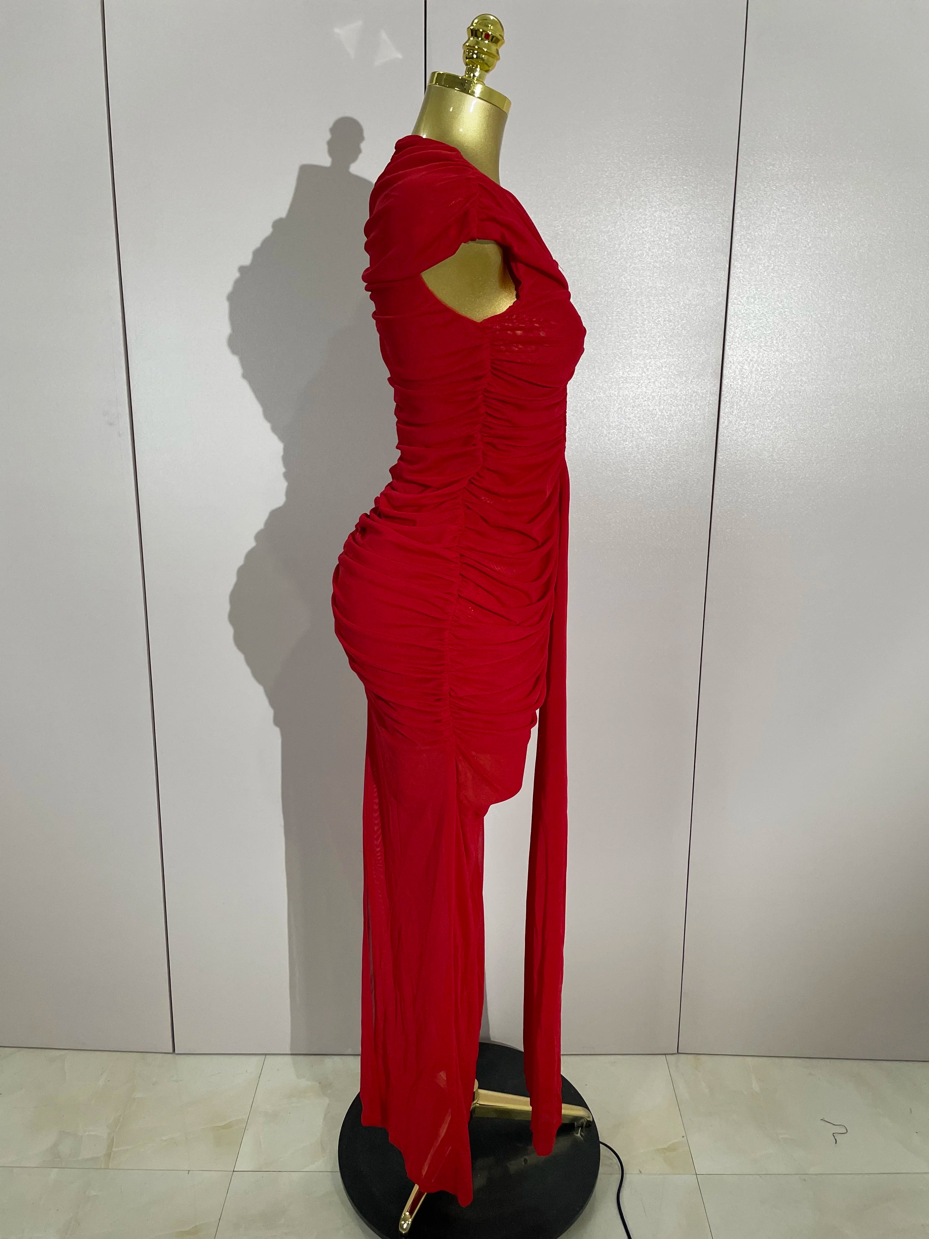 Women Sexy Sleeveless O-Neck Hollow Out Mesh Bodycon Long Dress Fashion Show Celebrate Celebrity Evening Birthday Party Dress