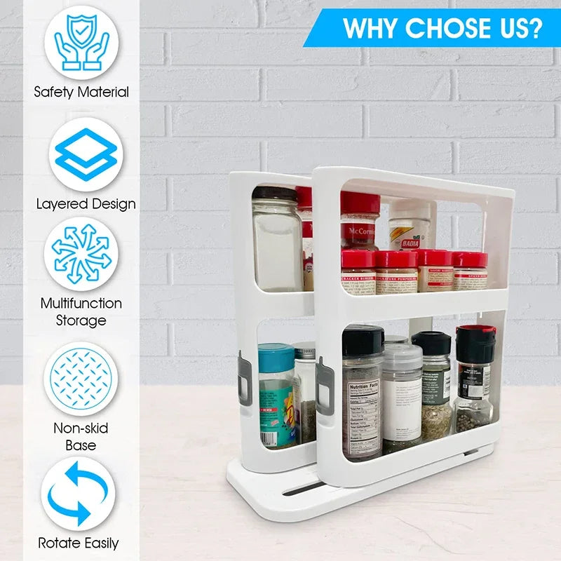 Premium Sliding Spice Rack Organizer For Cabinet,Effortless Access, Modular Design, Non-Skid Base