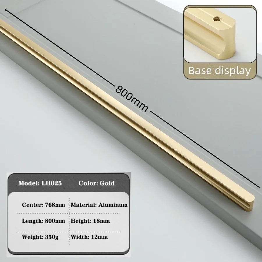 Modern Long Cabinet Handles Hidden-style Aluminum alloy Wardrobe Drawer Handle 800mm 1000mm Furniture Pulls