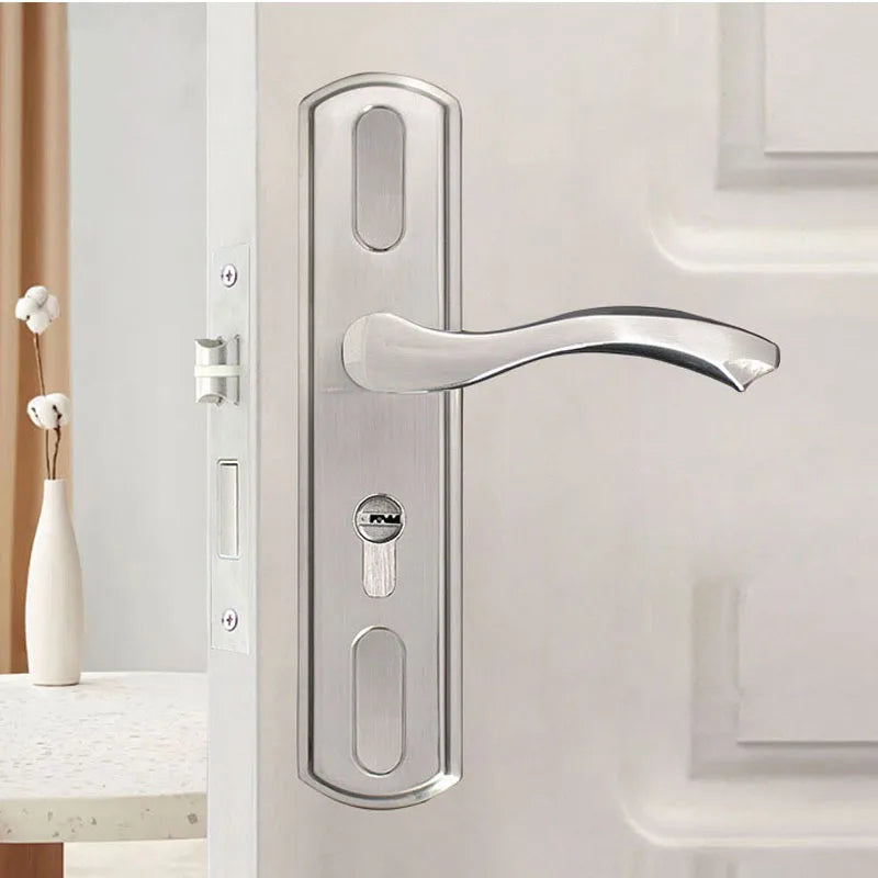 Adjustable Stainess Steel Door Handle lock set Home Security With Keys  Interior Door Lock Hole Size110-190mm