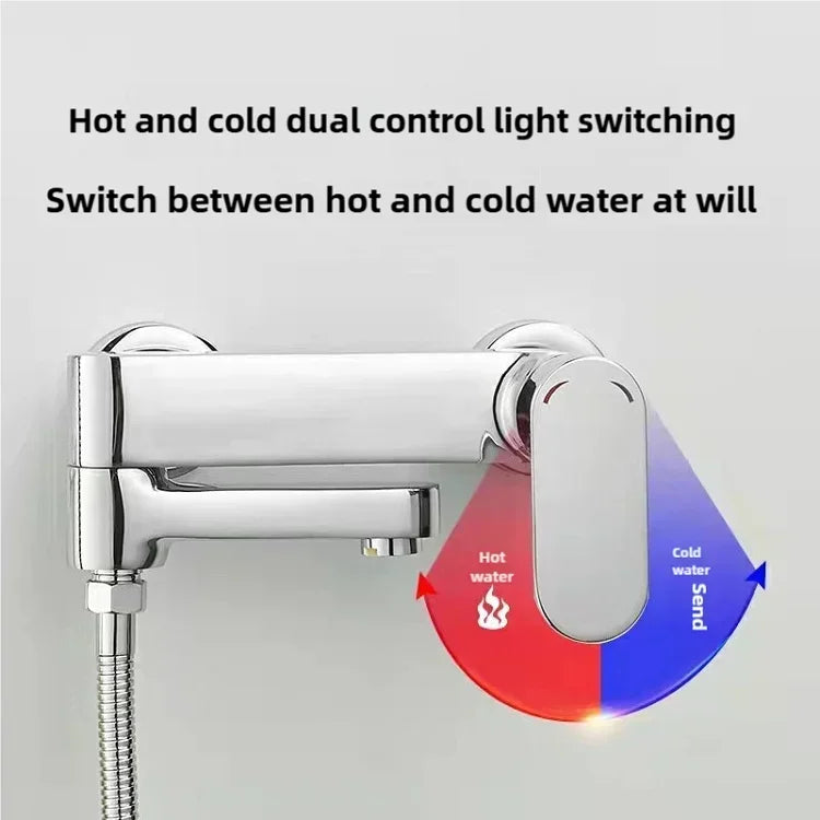 Brass Shower Bathroom Bathtub Faucet with Swivel Tub Spout Wall Mounted Hot and Cold Water Mixer Valve Household Bath Tap