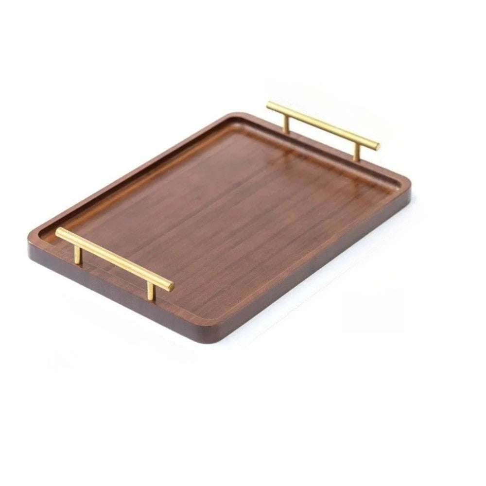 Rectangular Wood Tea Tray Display Plate with Handles Tea Set Cup Storage Plate Household Coffee Dessert Snack Fruit Platter