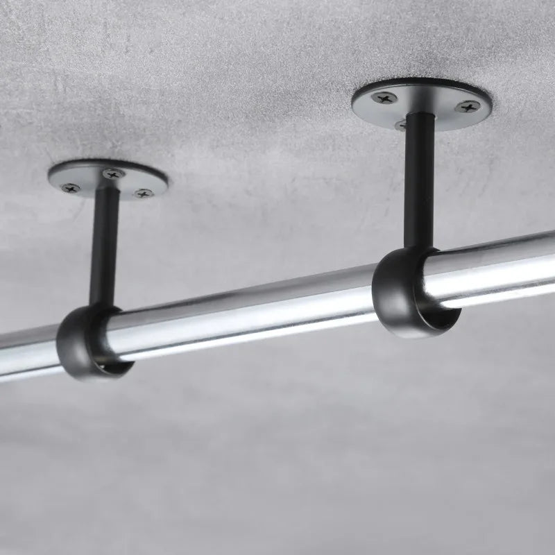 4Pcs 16/19/22/25/32mm Wardrobe Hanger Pipe Bracket Steel Flange Tube Holder for Clothes Curtain Rod Ceiling Fixed Support Clamps