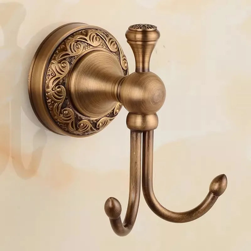 Robe Hooks Antique Brass Coat Hook Clothes Towel Hangers Storage Door Hook Wall Bathroom Accessories Black Bath Rack   Z-9001K