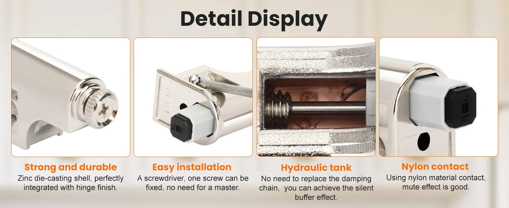 Hardware Soft Close Damper for Cabinet Doors Compact SoftClose Cabinet Adapter Hardware Hinge Polished Nickel SCD103