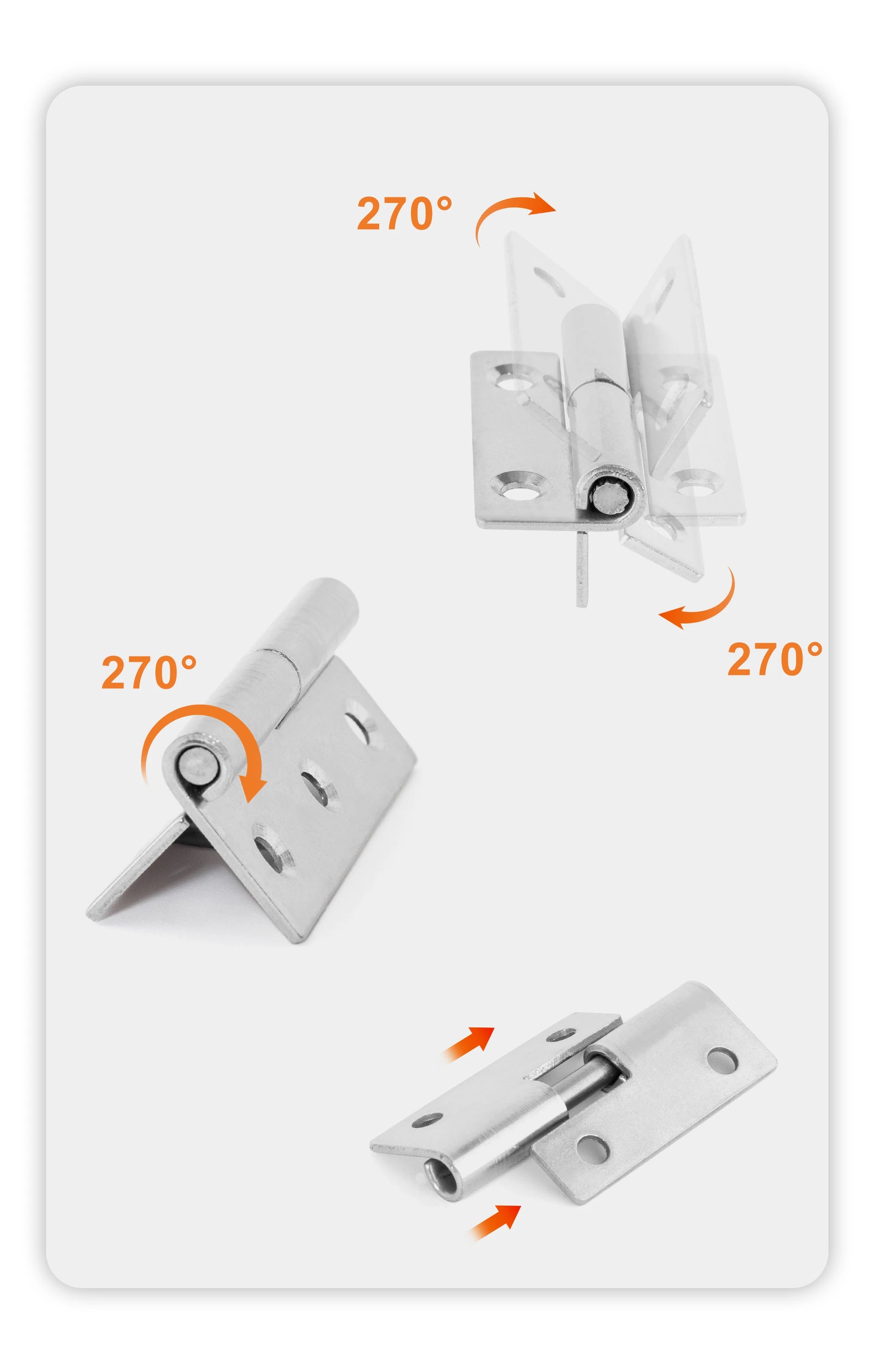 2PCS Stainless Steel Detachable Hinge 270 Degree Black Removable Wooden Furniture Door Hinges for Cabinet Cupboard Closet Box