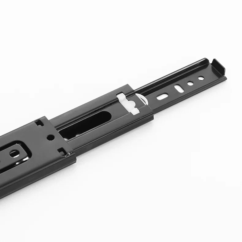 Heavy-Duty Soft-Close Drawer Slides - Automatic Three-Section Black Drawer Glide Tracks with Silent Rebound Mechanism