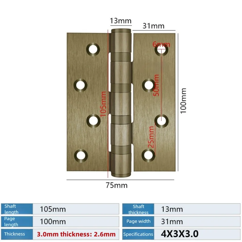 Door Hinges Stainless Steel Ball Bearing Hinge Door Hinges For Interior and Exterior Doors Square Corner Heavy Duty Wood Doors