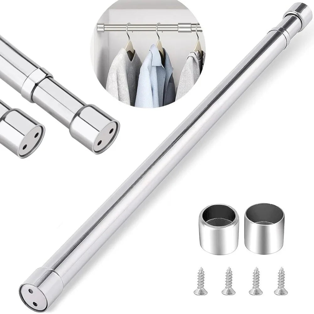 Adjustable Closet Rail Pole Curtain Telescopic Hanging Rod Useful Extendable Stainless Steel Wardrobe Clothes Rod