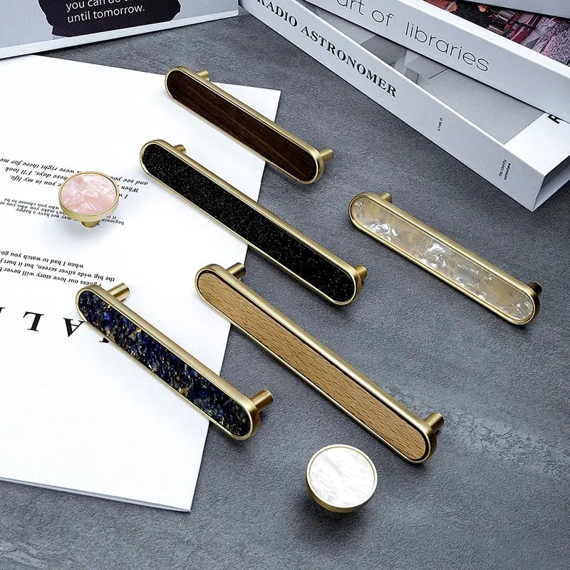 Handles Drawer Cabinet Furniture Kitchen Handles for Cabinet Knob Door Drawer Furniture Kitchen Knob Brass Polychrome Shell