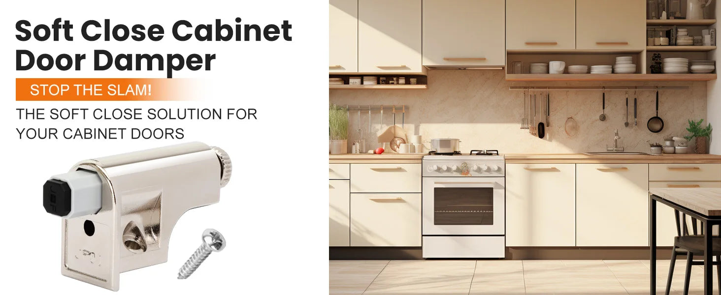 Hardware Soft Close Damper for Cabinet Doors Compact SoftClose Cabinet Adapter Hardware Hinge Polished Nickel SCD103