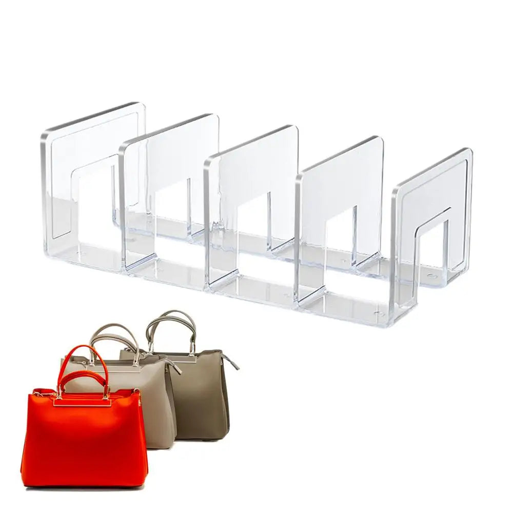 Handbag storage rack Organizer 4 Slots Transparent Closet Purse Storage rack Acrylic wardrobe Bag storage holder Purse Display