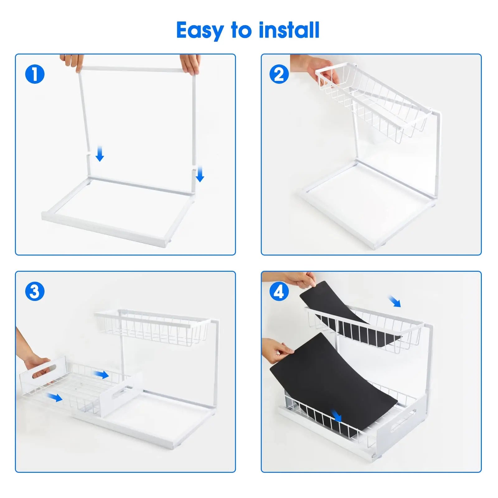 Under Sink 2 Tier Sliding Cabinet Basket Organizer Drawer Pull Out Cabinet Multi-Purpose  Sink Organizer for Bathroom Kitchen