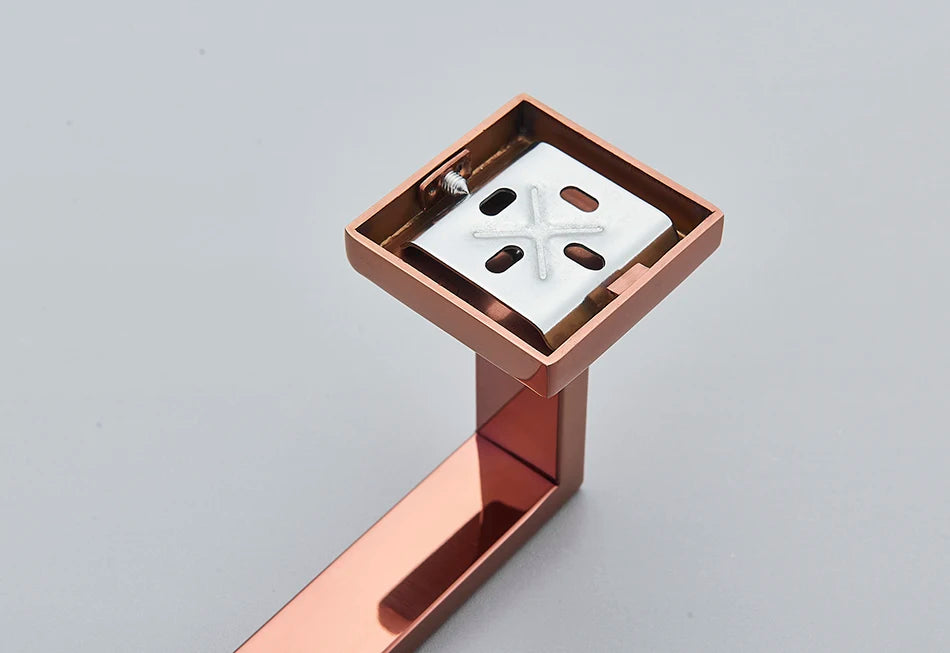 Bathroom Hardware Rose Gold Polish Shiny Bathrobe Hook Towel Rail Bar Rack Bar Shelf Tissue Paper Holder Bathroom Accessories