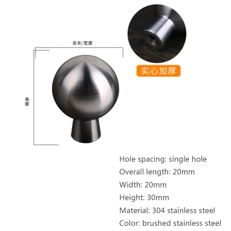 Modern Simple Wardrobe Door Handle, 304 Stainless Steel European Black Cabinet Single Hole Drawer Small Pull, Drawer Knob