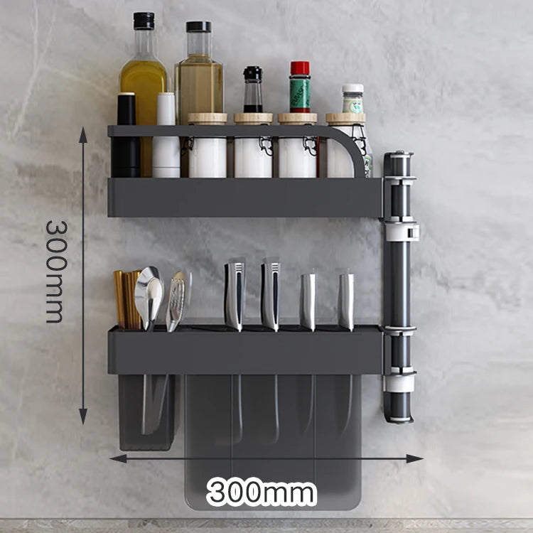 Over Sink Kitchen Rack Black Kitchen Storage Stand Wall-mounted Spice Rack Punch-free 360 Rotation Kitchen Spice Organizer Shelf
