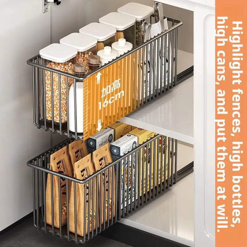 Pull Out Cabinet Organizer Basket Under The Sink Slide-out Drawer Storage Box Kitchen Sideboard Sliding Drawer Rack Shelf