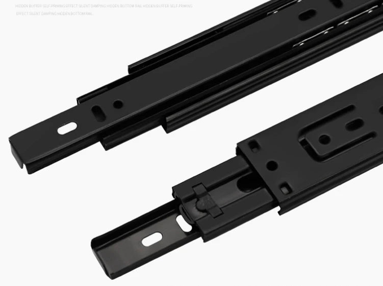 1 pair Drawer guide rail three-section slide rail cabinet thickened mute ball side-mounted 3-section track wholesale