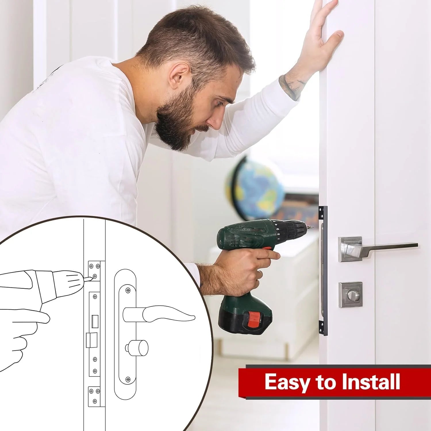Door Latch Guard Plate Outswing Door Security Protector Door Latch Shield Cover to Block Access to The Door Lock/Deadbolt Latch