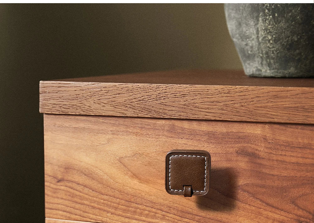 Modern minimalist wardrobe door handle drawer cabinet handmade leather small handle cabinet single hole gold handle set