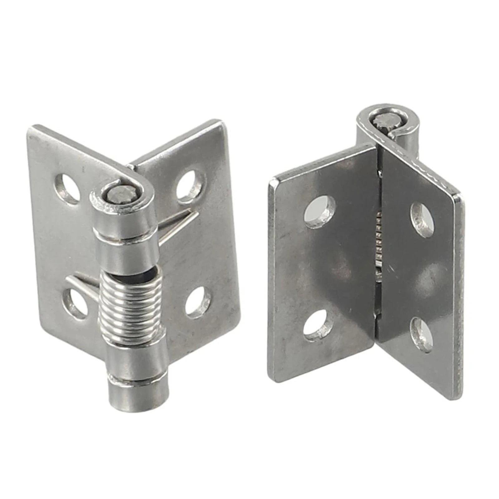 2pcs 1/1.5/2/3Inch Silver Spring Door Hinge Stainless Steel Self Closing Design Windows Cabinets Boxes Household Hardware