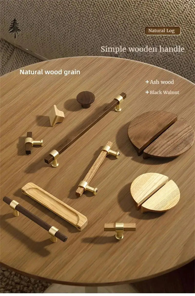 Wooden Cabinet Handles for Furniture Drawer Knobs Kitchen Cupboard Handles Wardrobe Door Knob and Handle Furniture Hardware