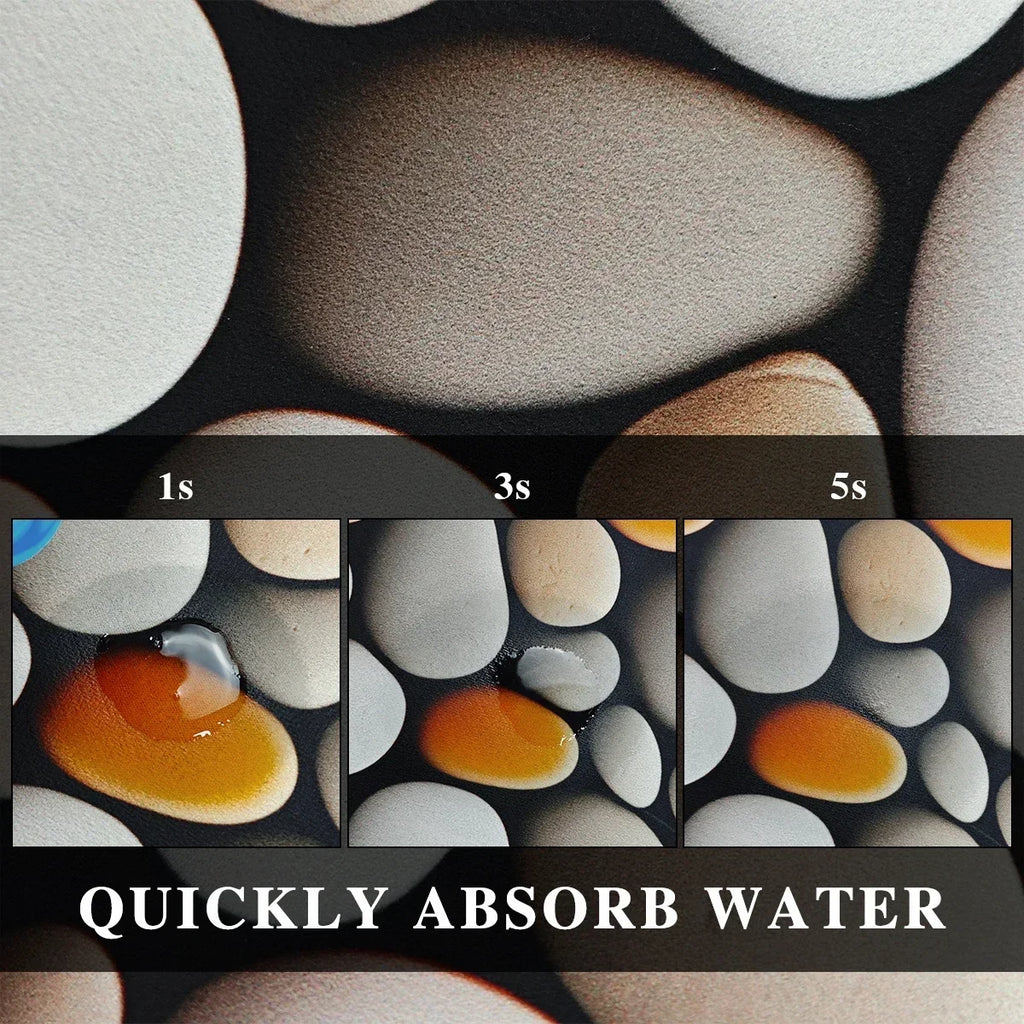 Bathroom Floor Mat Water-absorbing Non-slip Wash-free Carpet Curved Minimalist Beige Bathroom Rug Door Home Decoration Foot Mat