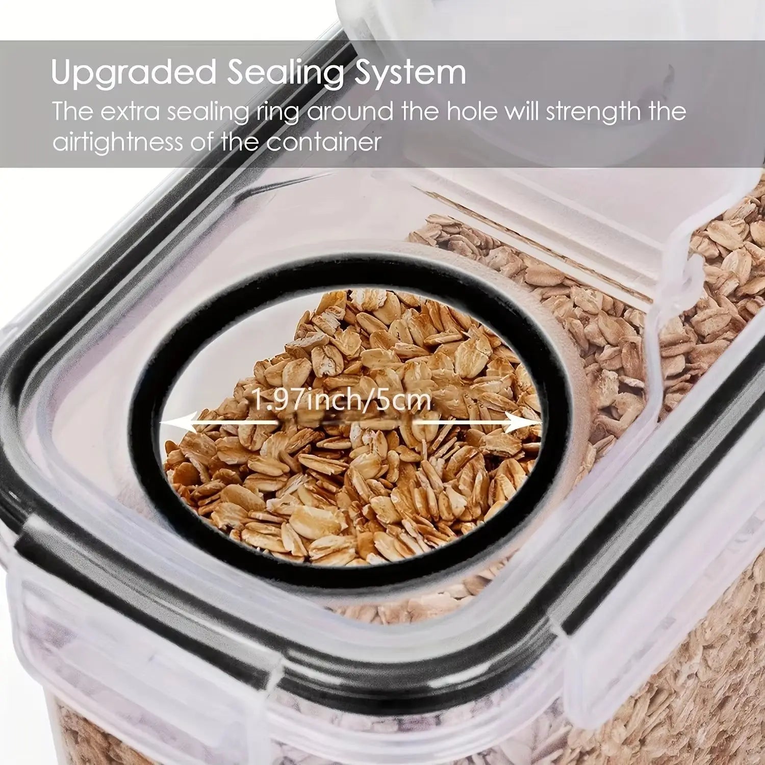 Set of 3 2.5L/4L Sealed Grain Storage Containers Clear PP Kitchen Storage Boxes Fresh-keeping Buckets with Pen Labels