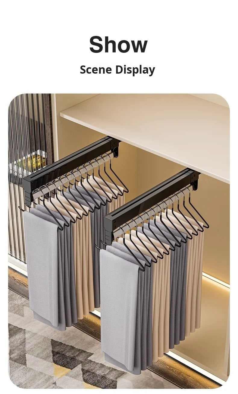 Thin cabinet topmounted telescopic wardrobe hanging rod Thin cabinet clothes hangers through wardrob Vertical Wardrobe