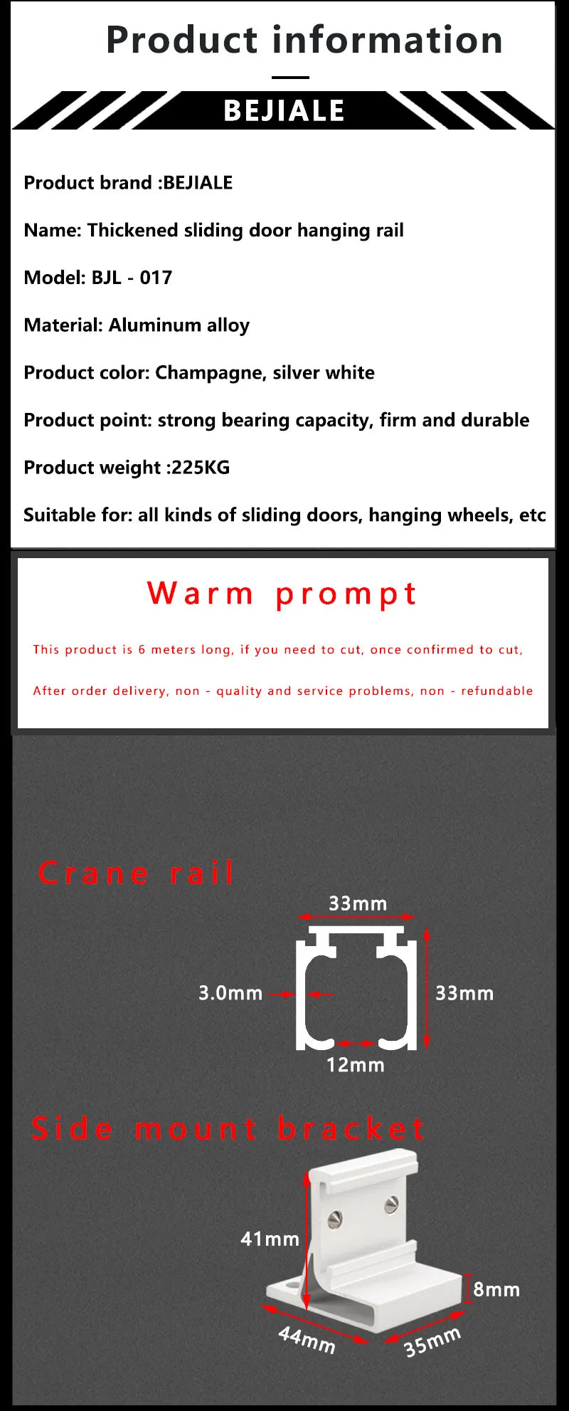 Sliding Door Track Slideway Solid Wood Folding Sliding Door Sliding Rail Hanging Rail Slow Lifting Wheel Hanging Door Guide Rail