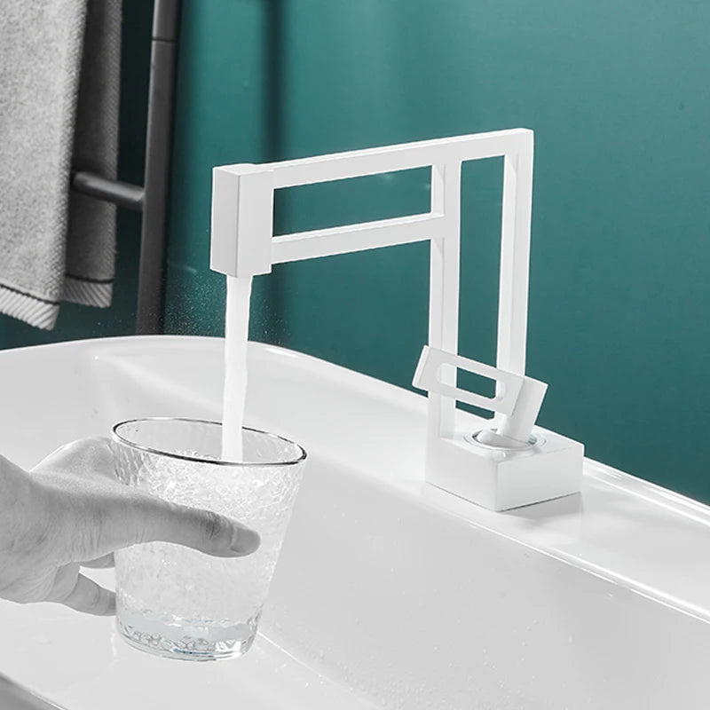 BAKALA Modern Basin Faucets Black Sink Mixer Taps Brass Bathroom Taps Square Vessel Sink Faucet Black Basin Mixer Cold Hot Water