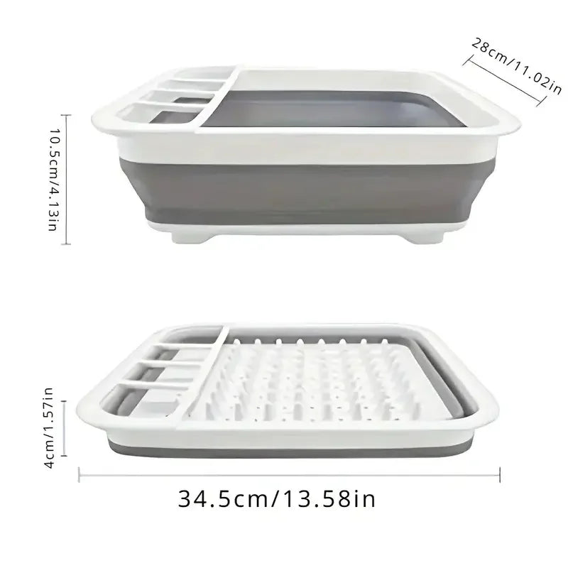 Foldable Dish Drying Rack with Utensil Holder,Space-Saving Plastic Plate Rack for Home,RV,Camping,Foldable Sink Drain for Travel