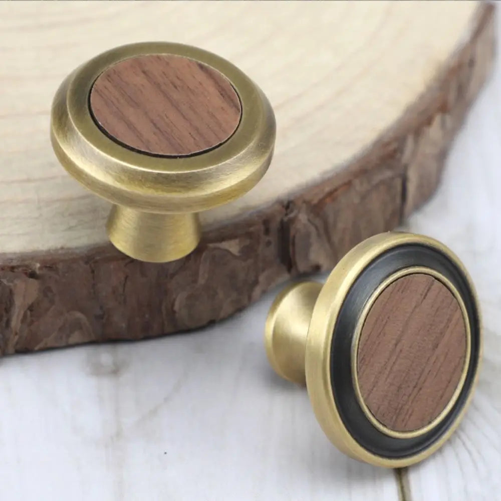 Brass Brass Cabinet Handles Walnut Wooden Walnut Knobs Luxury European Style Wardrobe Door Handles Door Handles