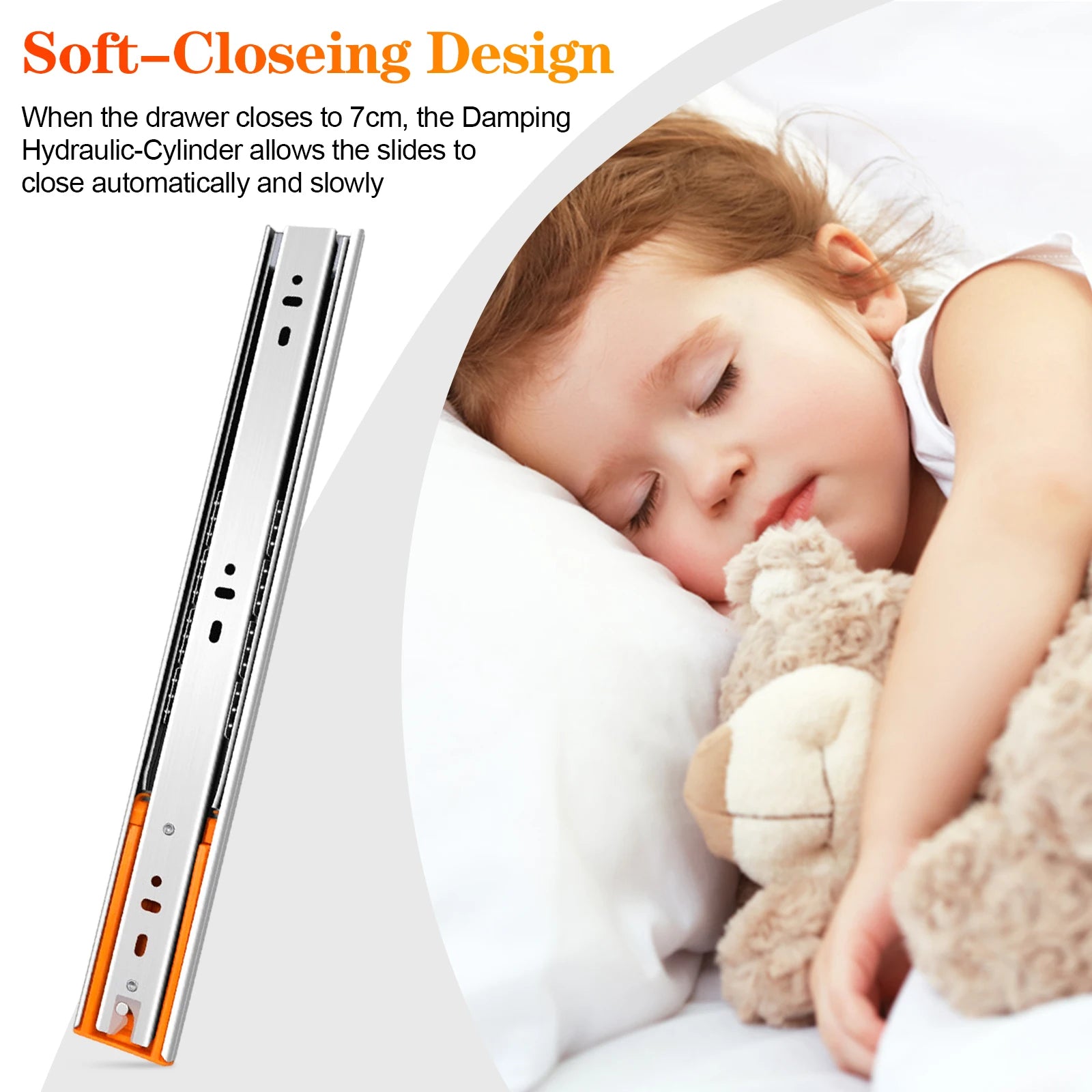 1 pair of full extension rails for 10, 12, 14, 16, 18, 20, 22, 24 inch drawers, 100 lb load capacity metal bearing with ball